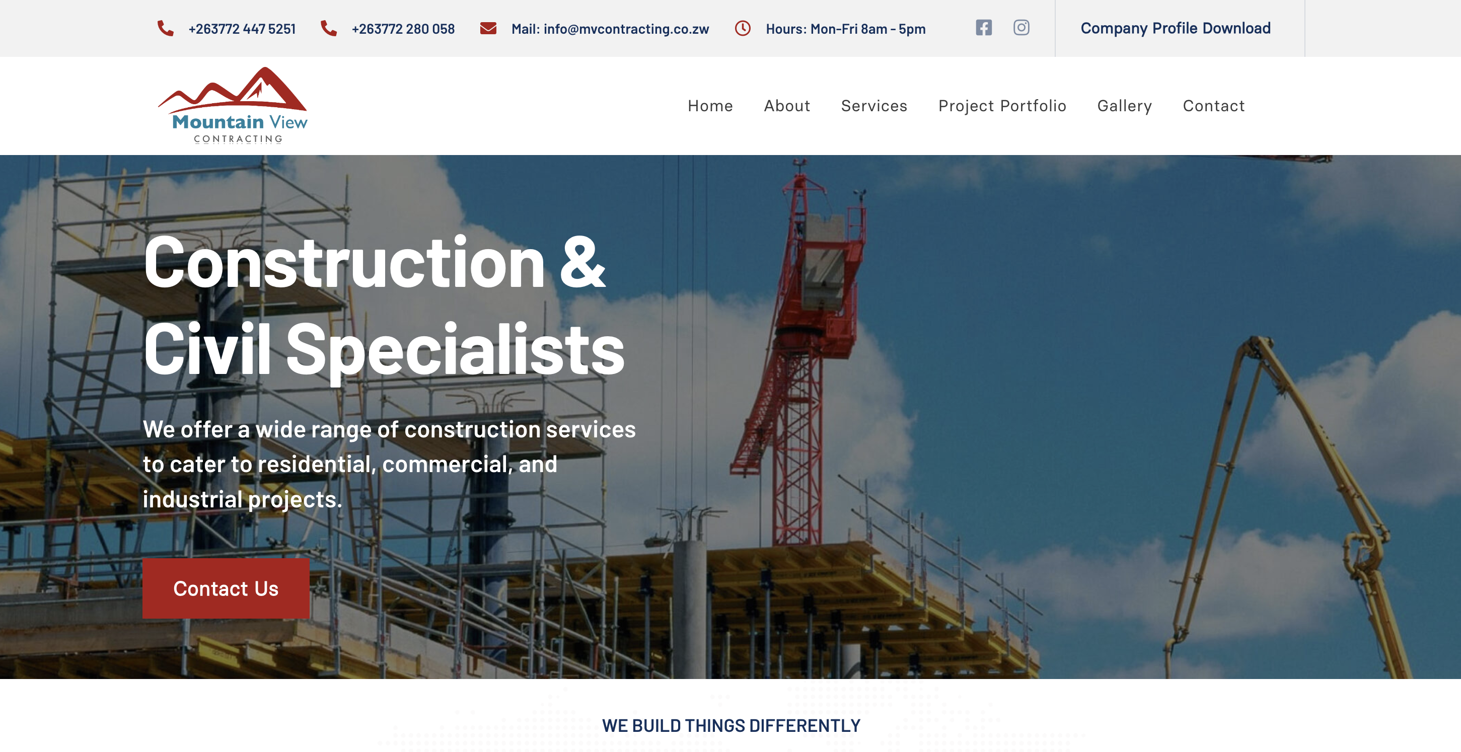 Mountain View Contracting website